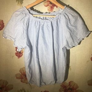 HIPPIE LAUNDRY Blue White Gathered Striped